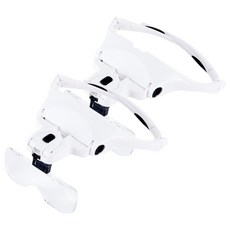 頭戴式眼鏡放大鏡 白色, 單一商品, 2個