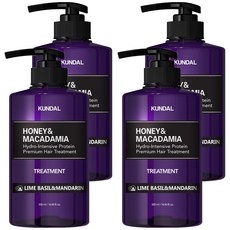 KUNDAL 昆黛爾 蜂蜜澳洲堅果保濕護髮乳 青檸羅勒柑橘香, 500ml, 4瓶