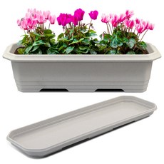 화분월드 직사각 대형 클래식 660 화분 + 받침세트, 러브그레이, 1개