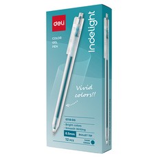 deLi 得力 半透明按壓式彩色中性筆 0.5mm 12入, 1個, 深綠色