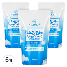 VITAHALO Daily New洗手精補充包 爽身粉香, 麝香/粉末香味, 450ml, 6個