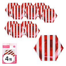 파티쇼 스트라이프접시 20cm 6p, 메탈릭레드, 4개