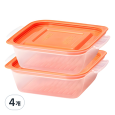 씨밀렉스 점보쿡밥 전자레인지 전용용기 700ml, 오렌지, 4개