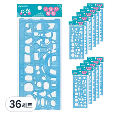 유니아트 모양자 2종 세트, 혼합색상, 36세트