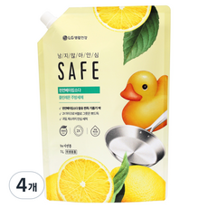 세이프 천연베이킹소다 클린레몬 주방세제, 1L, 4개