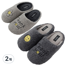 라벨라코 땡큐 실내화 2종 세트, 그레이(여) + 챠콜(남), 2개