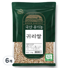 그린하베스트 국산 유기농 귀리, 1kg, 6개
