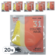 블루본 베이직 투디 마스크 소형 KF80, 1개입, 20개, 망고옐로우
