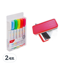 monAmi 玻璃彩繪筆 6色+白板擦 2個組, 混色, 2組