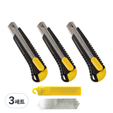 WHASHIN 211特大美工刀 25mm 3入 + 刀片 25mm 10片組, 3套, 混色