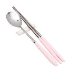 Willive 304不鏽鋼 AMOS 粉彩餐具組, 湯匙 + 筷子, 粉紅色, 1套