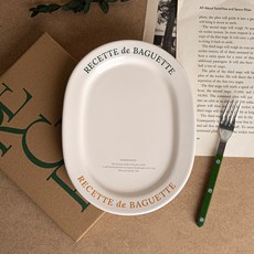 La Céramique Recipe 字母復古橢圓盤, 藍綠色, 1個