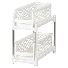 雙層抽屜式置物架, 白色, 1個
