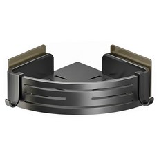 DANLE 丹樂 廚房浴室壁掛鋁合金三角籃 三角置物架 + 無痕貼 2個 + 螺絲包 30 x 22 x 6.8cm 340g, 消光灰色, 1組, 1個