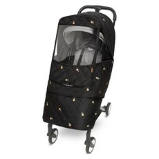 Manito 嬰兒車刺繡加墊防風罩 S號, 橘子款 黑色, 1入