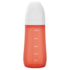 sillymann 100%鉑金矽膠奶瓶, 柔軟觸感, 防脹氣孔, 耐熱, 上海紅, 260ml, 1個