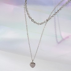 노이드비 여성용 써지컬스틸 스몰하트 두줄믹스 체인 목걸이