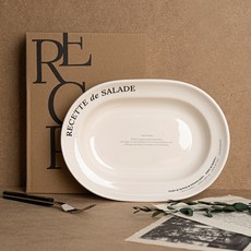 La Ceramique Recipe 字樣復古橢圓碗 25cm, 深黑色, 1個