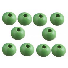 Mada Ggumi 木珠 DIY工藝 木製珠子 20mm 10入, 綠色(珠子), 1個