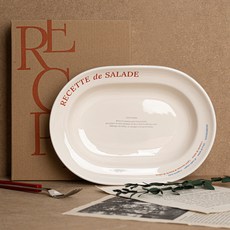 La Céramique Recipe 字母印花復古橢圓碗 25cm, 辣椒紅, 1個