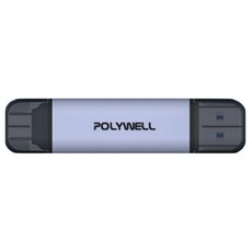 POLYWELL USB3.0 高速讀卡器 SD + TF 雙插頭附掛繩 73 x 17 x 10.4mm 15g, PW15-T02-A037, 深空灰, 1個