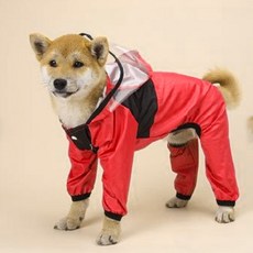 DING DONG PET 寵物按扣式四腳雨衣, 紅色