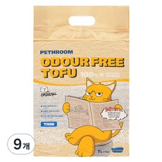 페스룸 고양이 오도어 프리 두부 씬 모래 가는입자 오리지널, 7L, 9개, 두부향