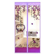 防蚊門簾 磁吸式, 210 x 90cm, 情侶 紫色, 1個