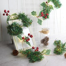 aibo 電池款 紅果子松針聖誕裝飾燈 20燈 2米長, 暖白色, 1組