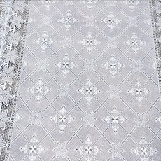 DEKOREA 北歐風格防水塗層蕾絲桌布 FL-2928, 白色, 200 x 49cm