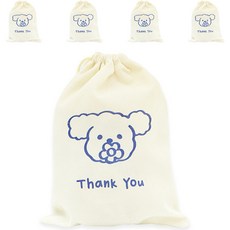 DONNA&DECO 小狗印花束口袋 象牙白 17*23cm, 5個, 藍色