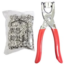 밝은리빙 단추 펀치 1p + 똑딱이 단추 100p 9.5mm, 혼합색상, 1세트