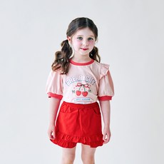 WALTONKIDS 兒童愛心櫻桃字母印花短袖T恤