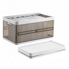 衣物收納箱 附蓋7格款, 茶色, 1個