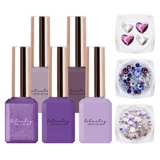 MEIBROWN 綜合美甲工具組 指甲油+裝飾寶石 紫色, 凝膠美甲5種+施華洛世奇3種, 1套