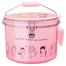 貓貓派對 收納飼料桶 附挖鏟, 粉紅色, 9L, 1個