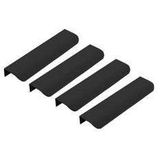 芙朗安德 黏貼式簡約把手 免鑽孔櫥櫃下櫃把手, 4個, 黑色