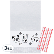 피크닉앤패키지 선물포장 동물친구 비접착 opp 봉투 50p + 포장 타이 50p 세트, 랜덤발송(포장 타이), 3세트