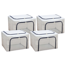 樂邦 雙開口PVC鋼架衣服收納箱 66L, 深藍色, 4個