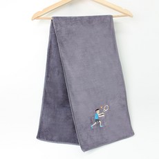 에이팀 컬러 자수 스포츠 타올, 그레이, 1개
