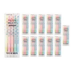 LINEPLUS 2500 溫和型雙熒光筆 5 色套組, 12套, 黃色, 粉色, 橙色, 綠色, 藍色