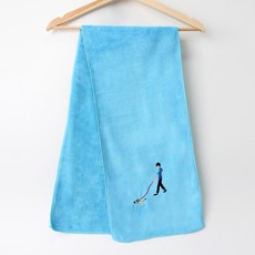 ATEAM 彩色刺繡運動毛巾 110 x 25 cm, 天藍色, 1個