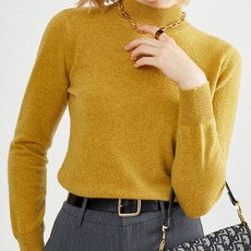 더시럽 여성용 슬림핏 캐시 하프하이넥 니트