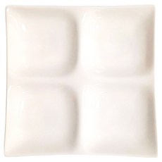 SSUEIM 4格方形陶瓷盤 柔白色 22x22公分 韓國產, 白色, 1個