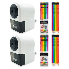 TITI 美術用5段筆芯調節削鉛筆機 + Twobi Coma 三角橡皮擦鉛筆 TC-208 6款 x 2入組, 白色(削鉛筆機), 2套