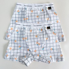 예루예나 남아용 체크 플라워 드로즈 사각 팬티 2종 세트