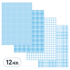 Iciel design 簡約格紋6孔活頁手帳補充內頁 淺藍色, 3套