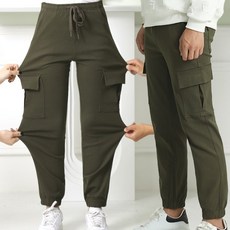 턴키 남녀공용 빅사이즈 카고 조거 스판 밴딩 팬츠 9707