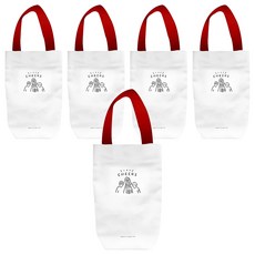 文青帆布 Cheers飲料提袋 Set 5, 紅色提把 + 白色, 1組