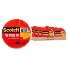 3M Scotch 雙面膠帶, 黏性佳 24mmx15yd 單入袋裝, 668, 8個